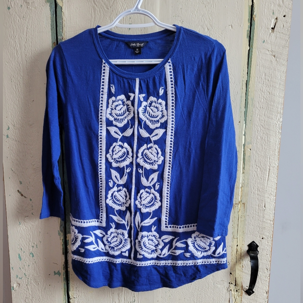 Lucky Brand Royal Blue Floral Top